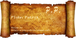 Plohn Patrik névjegykártya